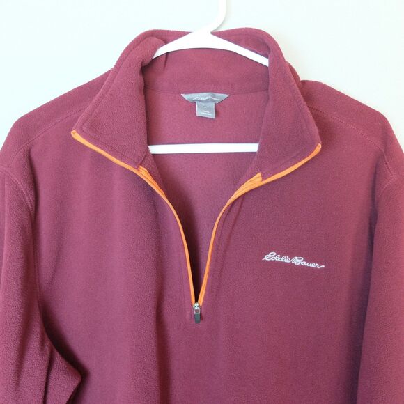 Eddie Bauer Maroon Fleece 1/4 Zip Pullover Sweater Size Large - Picture 4 of 10